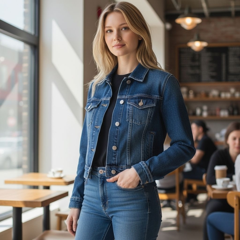 PAIGE Relaxed Vivienne 100% Cotton Classic Blue Denim Jacket Small NWOT